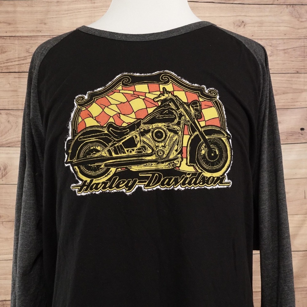 Harley-Davidson Shirt Mens 5XL Black Long Sleeve Graphic Motorcycle Tee T-Shirt